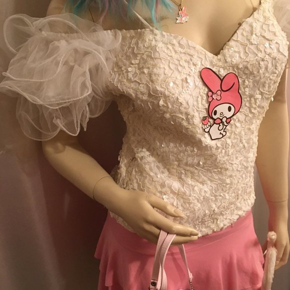 ADORABLE custom vintage  puff sleeve my meoldy corest and necklace set! - Picture 5 of 12